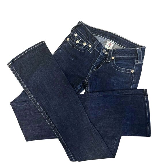 True Religion Denim - True Religion Women’s Jeans Hi-Rise Boot Size 25 Inseam 33 Flap Pocket Dark Wash